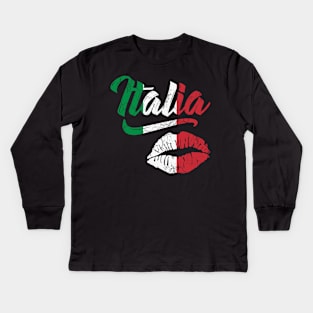 Italia Lips Kiss Flag Italy Italian Italiano Kids Long Sleeve T-Shirt